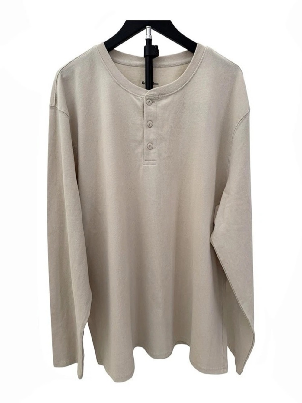 Goodfellow & Co Long Sleeve Henley Shirt Beige XXL